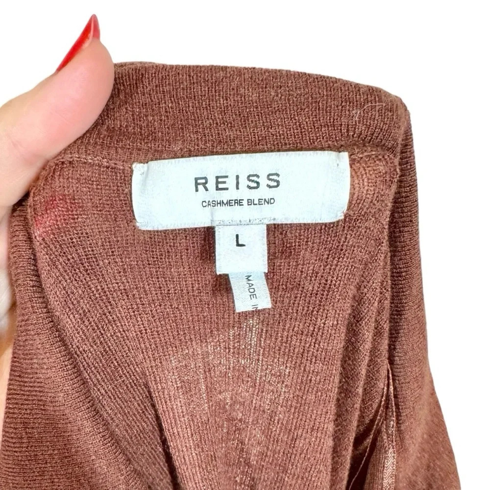 Reiss Women’s Ribbed Henley Sweater in Dark Brown - Picture 10 of 12